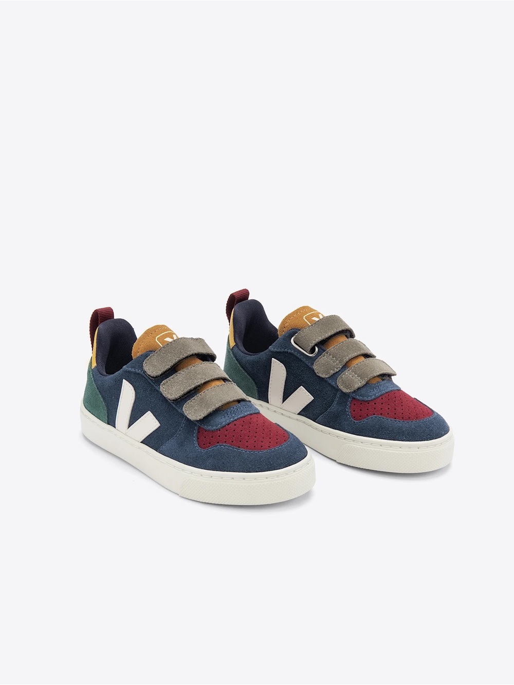 Veja Small V-10 Suede Sneakers-Multico Nautico color-way